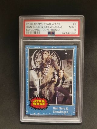 2018 Sdcc Exclusive Topps 2 Star Wars Han Solo & Chewbacca Le 