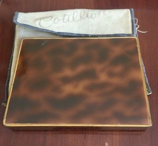 Vintage Cotillion Tortoise Shell Cigarette Case ? With Cloth Holder