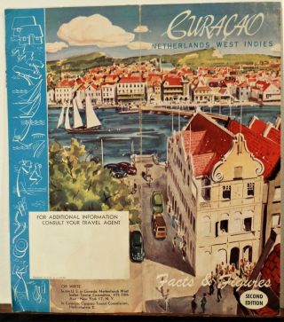 1952 Curacao Netherlands West Indies Vintage Travel Brochure Map B