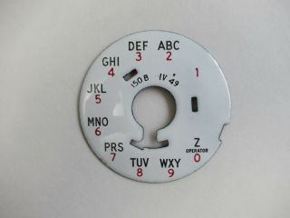 Antique Western Electric Telephone Porcelain 150b Dial Plate Z 1949