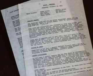 Disneyland 1961 Haunted Mansion Ref.  City Hall Meeting Minutes Archival Document