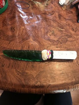 Native American Styled Green Jasper Blade Obsidian Knife