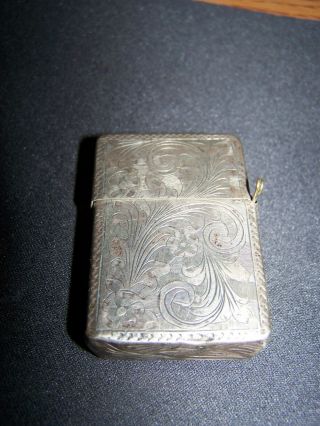 extremely scarce ww1 - 1920 ' s ART DECO silver,  flip style lighter very unique 5