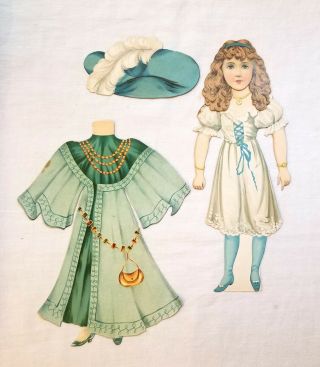 Courtly Beatrice.  Raphael Tuck Paper Doll,  Clothes.  Box.  1894.