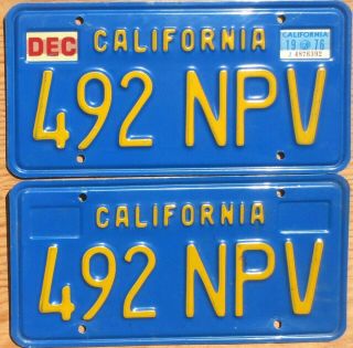 1976 California License Plates Number Tag Pair Plate - $2.  99 Start