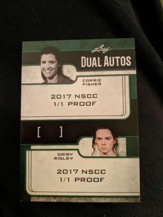 Carrie Fisher Daisy Ridley 2017 Leaf Dual Autos 1/1 Proof Star Wars Rey And Leia
