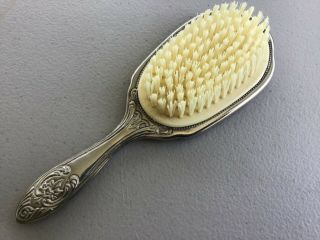 Antique 3 Piece Vanity Set Silver Plated Hair Brush,  Comb and Hand Mirror Set 6