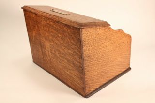 Vtg Tobacco Cigar & Cigarettes Holder Box Oak Lidded Brass Trimmed Storage Case 3