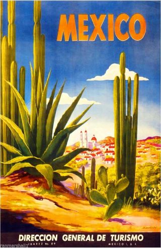 Mexico Scenic Mexican Spanish Vintage Travel Advertisement Art Poster