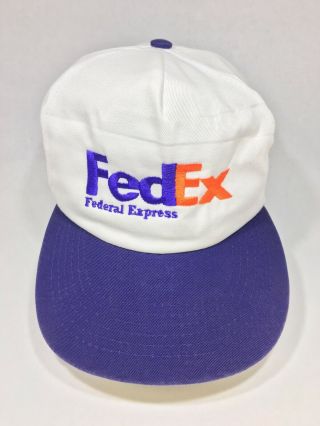 Vintage Federal Express Plastic Snap Back Embroidered Hat Cap Uniform