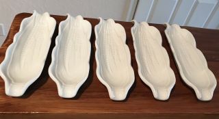 Pillivuyt Porcelain Corn On The Cob Shell Tray Holder Dish Set Of 5