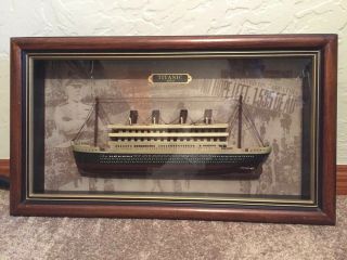 Vintage Titanic Model In Shadow Box Hanging Wood Frame Captain Edward John Smith