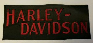 Vtg Harley Davidson Large 9 1/2 Inches Long By 4 Inches Wide Patch Red & Black