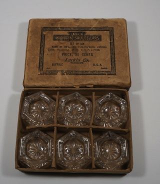 Larkin Pressed Clear Glass Salt Cellars Set Of Six Box Buffalo,  Ny