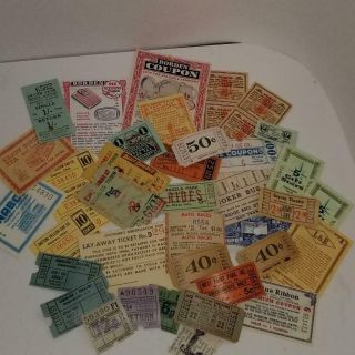 35 Vintage Tickets Coupons Paper Ephemera Sample Pack Paper Art Supplies L
