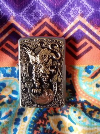 Golden devil dragon zippo 2018 very little use comes with insert 3