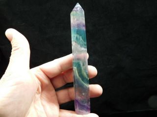 A Long Polished & Carved Semi Translucent Fluorite Crystal Point China 126gr e 3