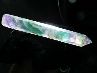 A Long Polished & Carved Semi Translucent Fluorite Crystal Point China 126gr e 7