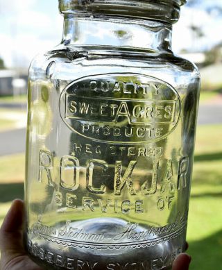 Vintage Sweetacres Shop Countertop Glass Lolly Jar Rock Jar Lollies