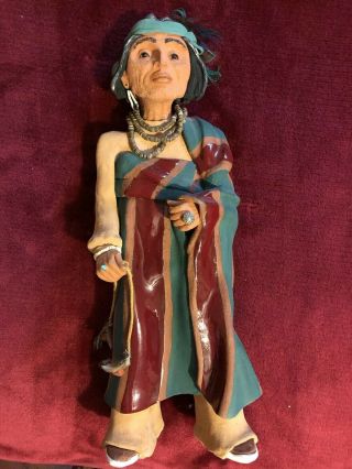 1987 Jil Gurule’ Handcrafted Elder Statue Pottery Native American Pot