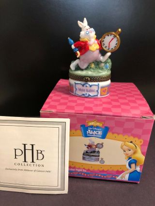 Disney Alice In Wonderland White Rabbit Porcelain Hinged Box