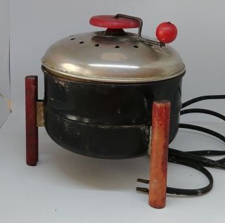 Scarce Vintage Kwik Way Round Electric Popcorn Popper Primitive 2