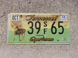 Tennessee 2015 Sportsman Deer License Plate 39 Sf 65