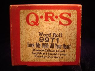 " Love Me With All Your Heart " - Qrs 9971 Player Piano Word Roll