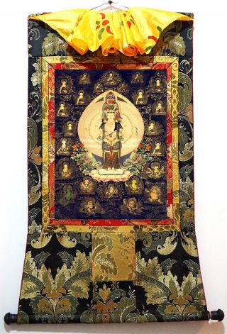 25 " Tibet Thangka Painting Buddhist Wisdom Goddess Thousand Hands Avalokitesvara
