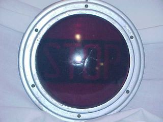 Vintage " Stop " Traffic Light Red Lens In Arrow Safety Device Bracket