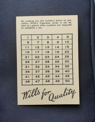 Wills Unmarked Checklist Card C1924 For Cigarette Golf Golfers / Any Old Itc Set