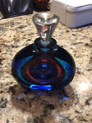 Vintage Glass Perfume Bottle Modern With Stopper Was 250$ 5 1/4” Tall