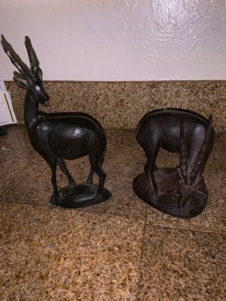 Hand Carved Dark Ebony Wood Gazelle Antelope Vintage Animal Figurine Africa 2