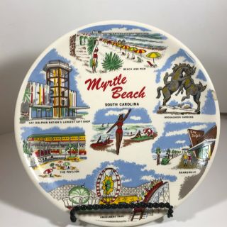 Vintage Mid Century Collectors Plate Myrtle Beach Sc 7 - 1/4 "