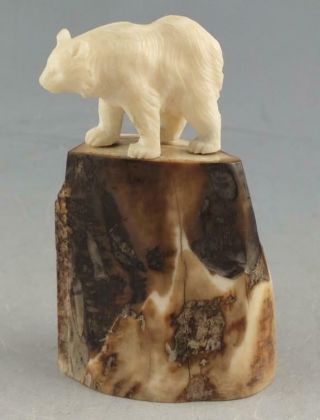 Northwest Coast Inuit Or Eskimo Carved Caribou Bone Bear