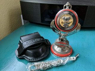 Harley Davidson Panhead Pocket Watch With Stand Pouch Franklin Collectible