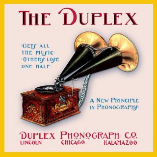 17 " X 17 " Duplex Phonograph Kalamazoo Advertisement Canvas Banner