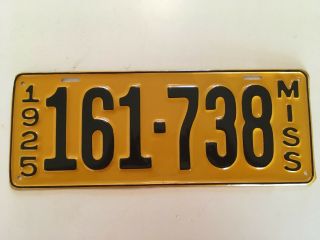 1925 Mississippi License Plate Rare Restored Single Plate Year Yom Model T