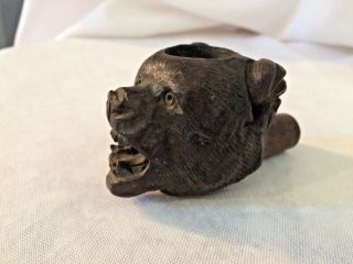 Antique German Black Forest Bear Pipe Open Mouth Growler Hand Carved Wood Wooden