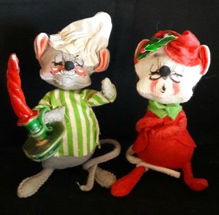 Vintage Annalee Night Before Christmas Felt Mice Dolls