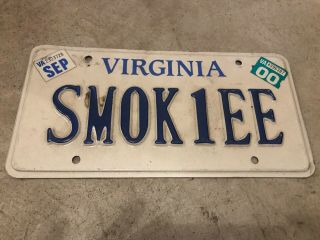 2000 Virginia Vanity License Plate Smok1ee - Smokey The Bear Bandit