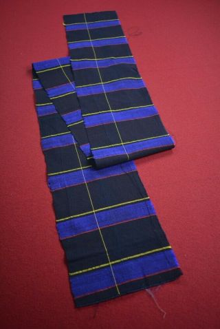 Sm04/60 Vintage Japanese Fabric Cotton/silk Antique Boro Indigo Blue Shima 67.  3 "