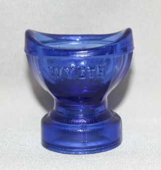 Vintage Wyeth Eye Wash Cup Cobalt Blue Glass 7 1 ¾” X 1 ½”