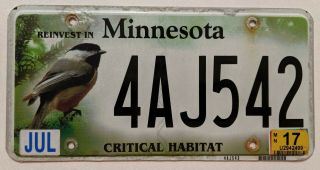 Minnesota License Plate Optional Issue Chickadee Critical Habitat