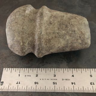 NATIVE AMERICAN INDIAN STONE AXE HEAD,  FULLY GROOVED 5” 5
