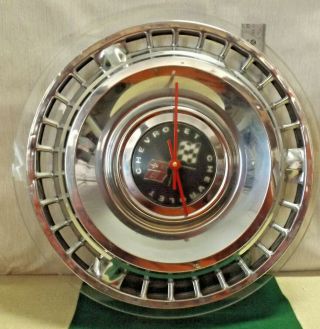 Garage Or Game Room 1961 Chevy Impala Hubcap Lighted Wall Clock Guc