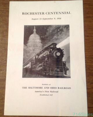 1934 Brochure Exhibits Of Baltimore & Ohio Railroad B&o Rochester Ny Centennial
