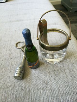 Vintage Miniature Champagne Bucket With Champagne Bottle And Tongs