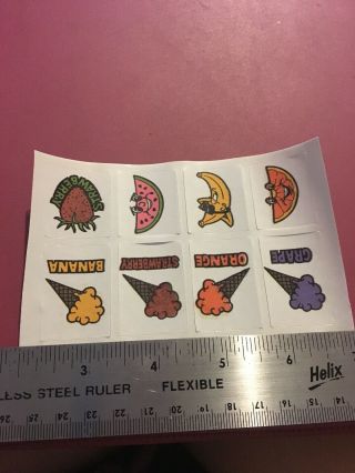 Vtg 80s Rare Scratch N Sniff Sticker Fruit Sheet Strawberry Watermelon Orange