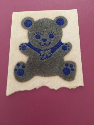 Vintage 1980s Fuzzy Felt Teddy Bear With Bow Sticker